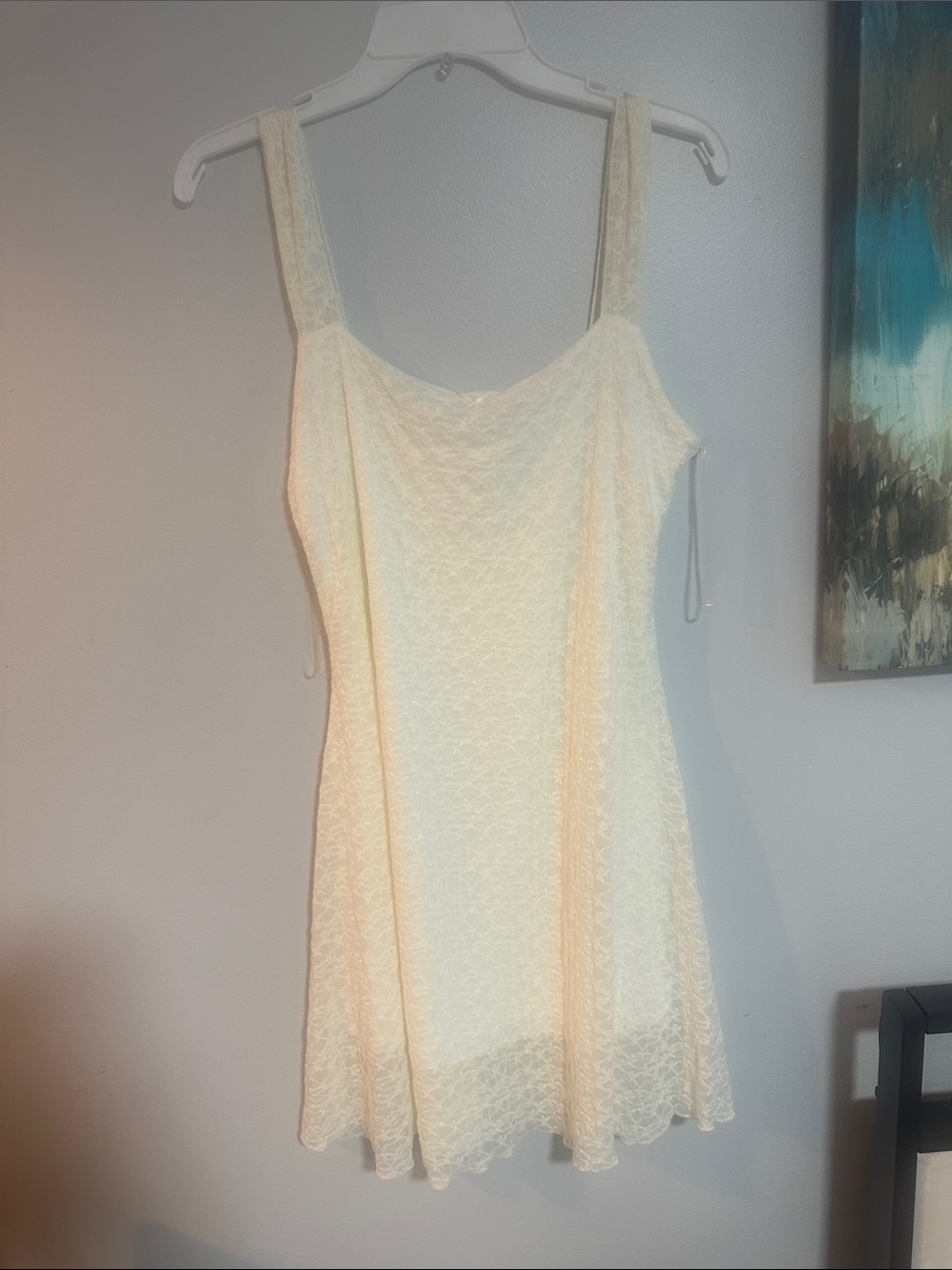 See You Monday Cream Lace Mini Slip Dress
